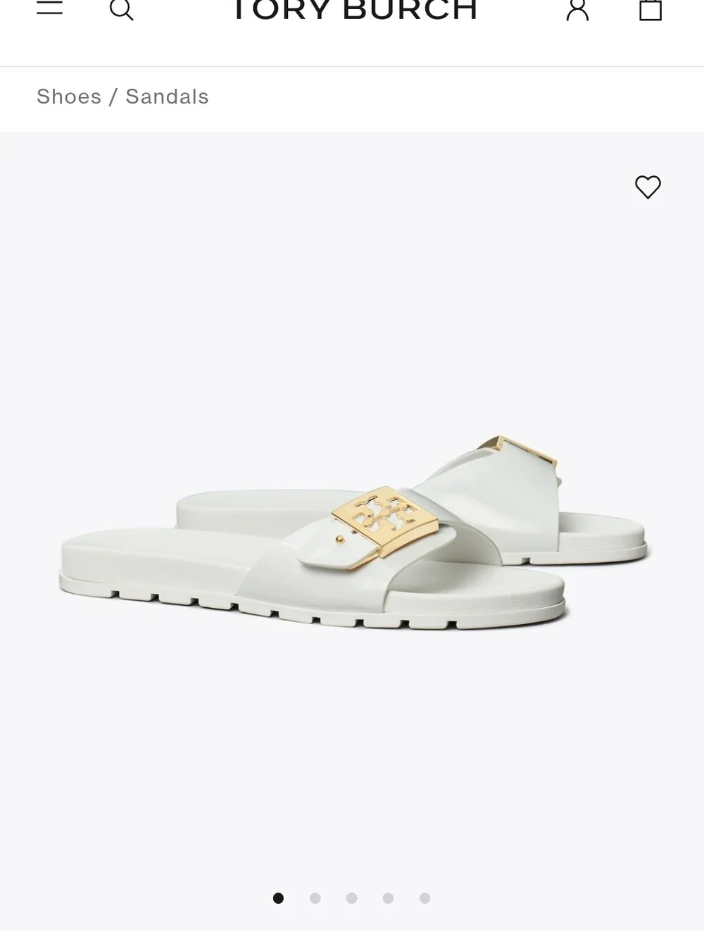 Tory Burch White Slide Sandals with Gold Logo Accent